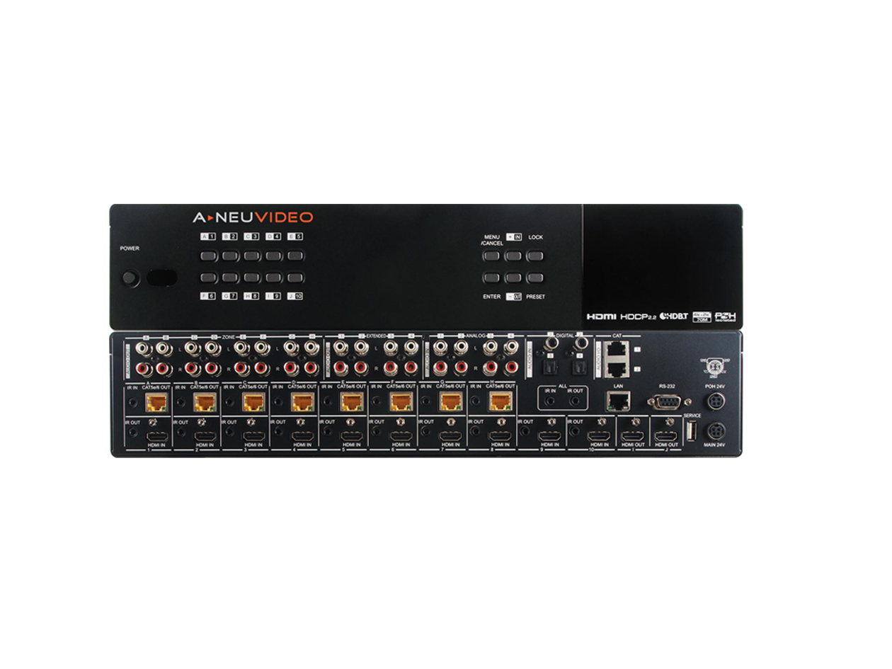ANI-1082UHD: 10x10 HDMI & HDBaseT 4K@60Hz Matrix w/ Audio Matrixing & LAN Server