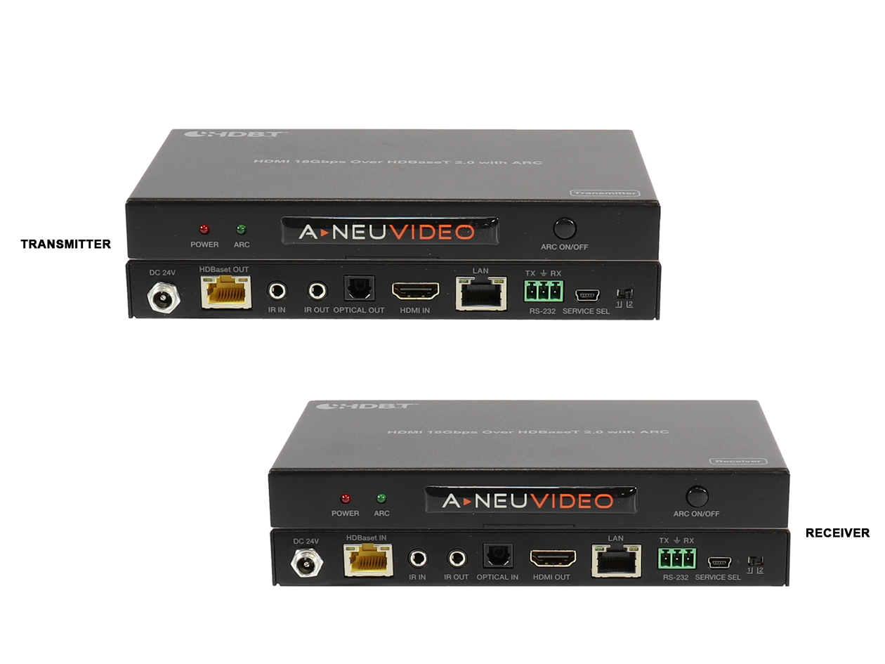 ANI-HDR-200: HDMI 4K HDR 18Gbps PoH EXTENDER OVER HDBaseT 2.0 w/ ARC TRANSMITTER & RECEIVER 330 FT (100M)