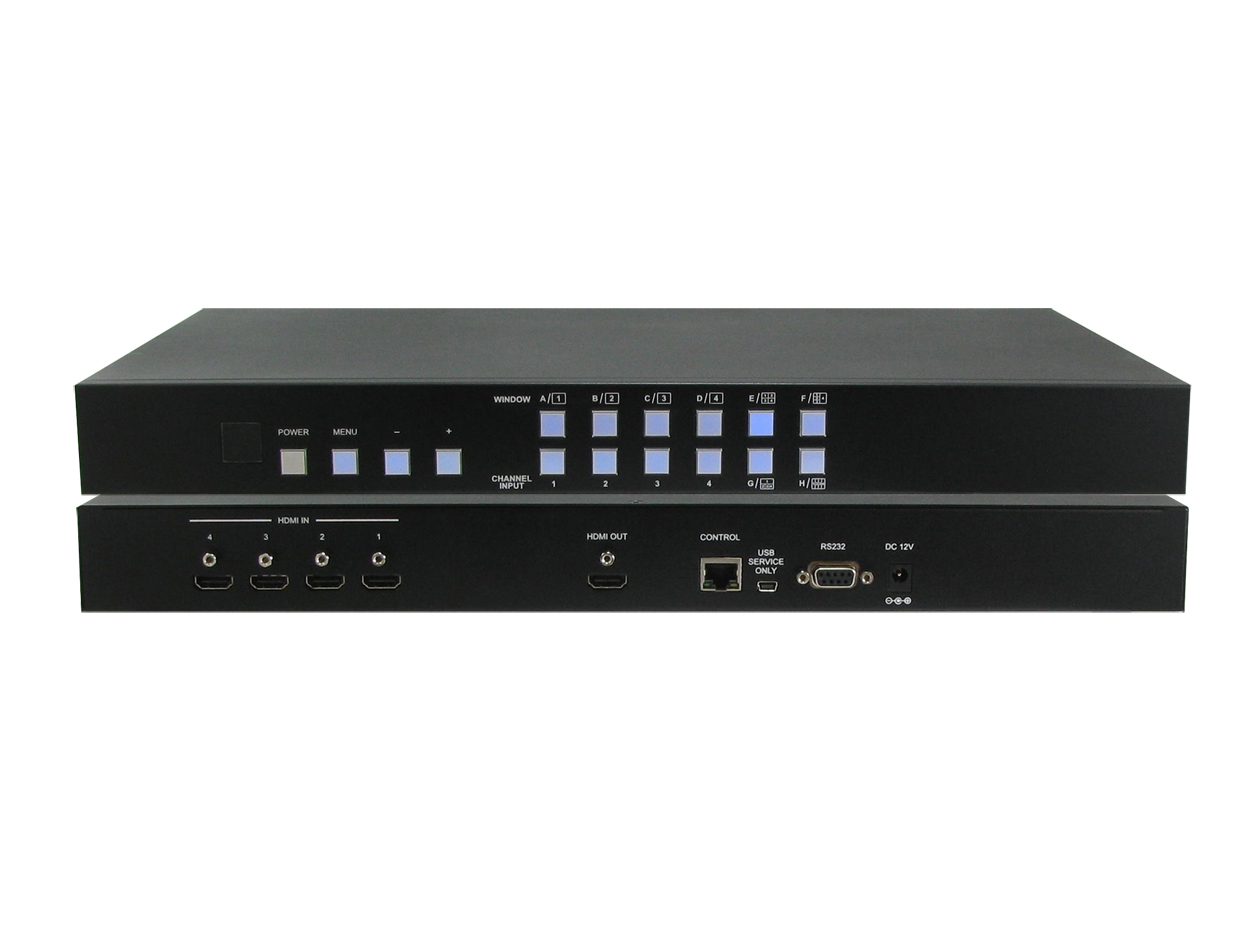 ANI-QUAD-GRPHX: 4x1 HDMI SEAMLESS QUAD PiP/PoP SCALER w/ GRAPHIC INSERT (LOGO) OVERLAY FEATURE