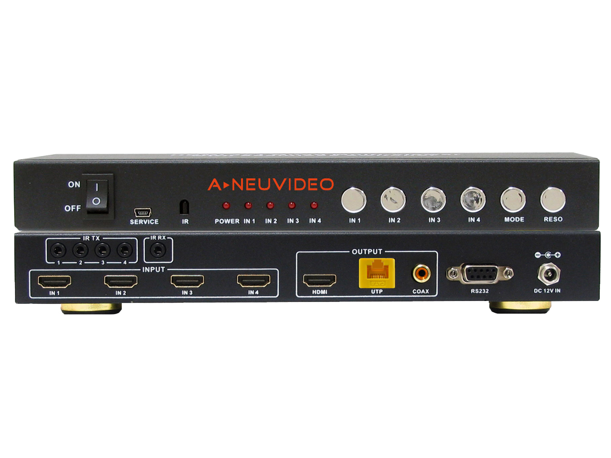 ANI-QUAD-MINI: 4x1 HDMI QUAD MULTI-VIEWER w/ SEAMLESS SWITCHER w/ CAT6 EXTENDER