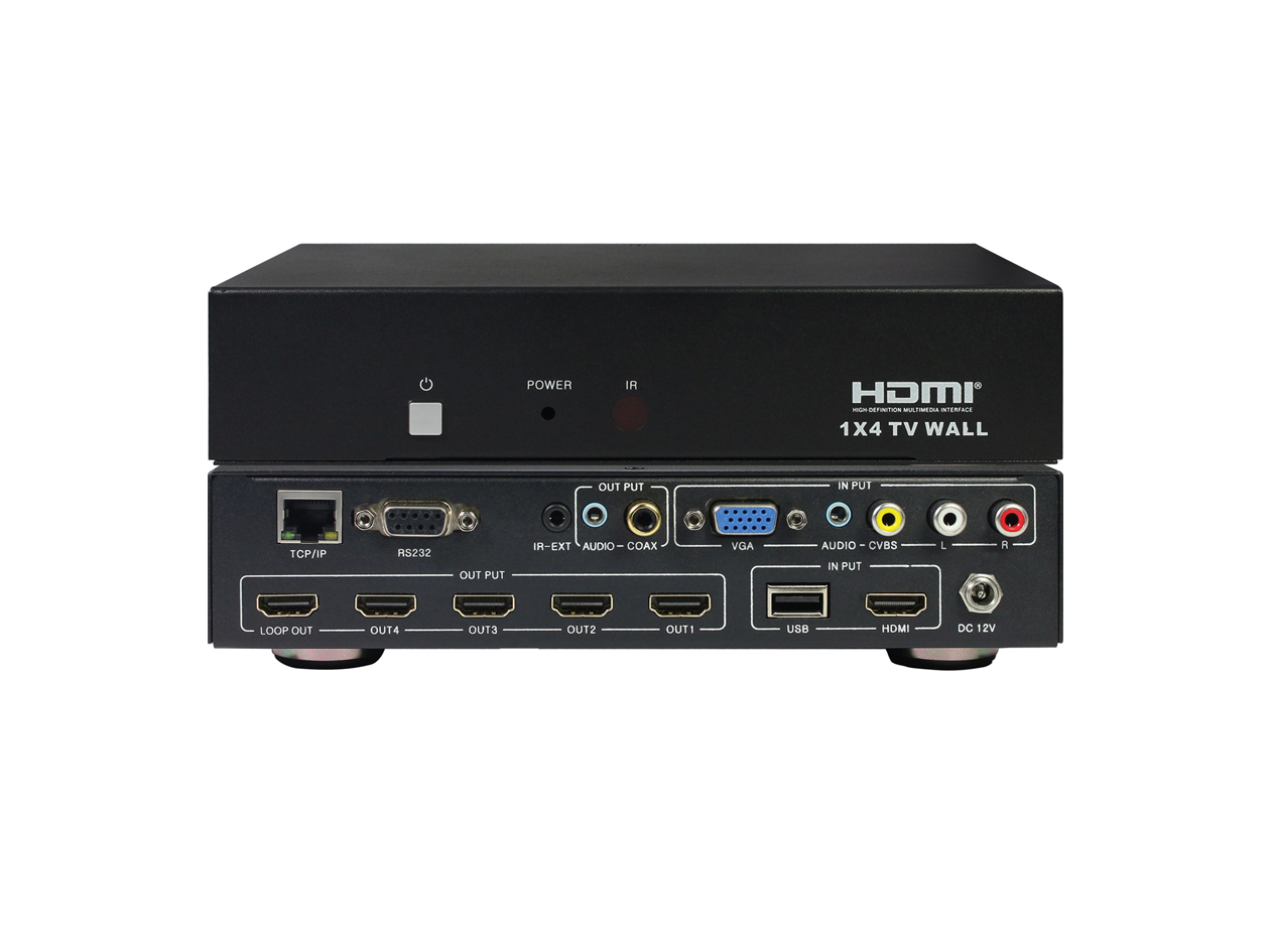 ANI-VW: 1x4 HDMI VIDEO WALL SCALER SPLITTER w/ LOOPING OUTPUT (Cascadable)